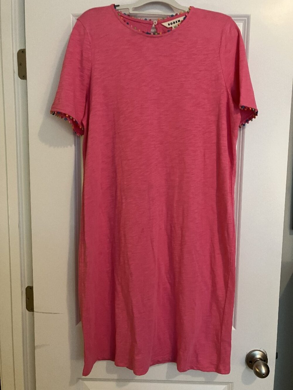 Charming Pink All-Cotton Dress w/Ball Embellishments Sz. US 10, by BODEN